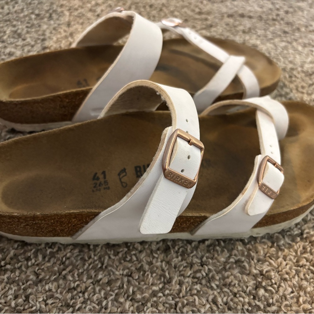 Birkenstock White and Brown Sandals